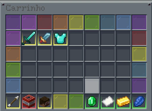 Carrinho de compras do FourPay dentro do Minecraft