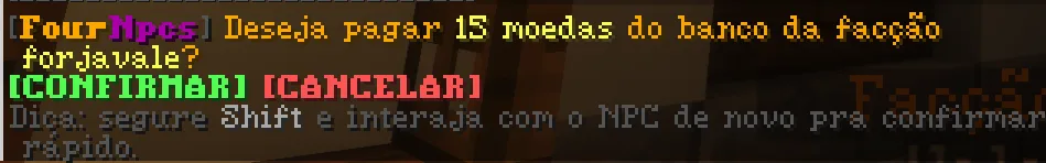 Tela de confirmação de compra (/npcconfirm)