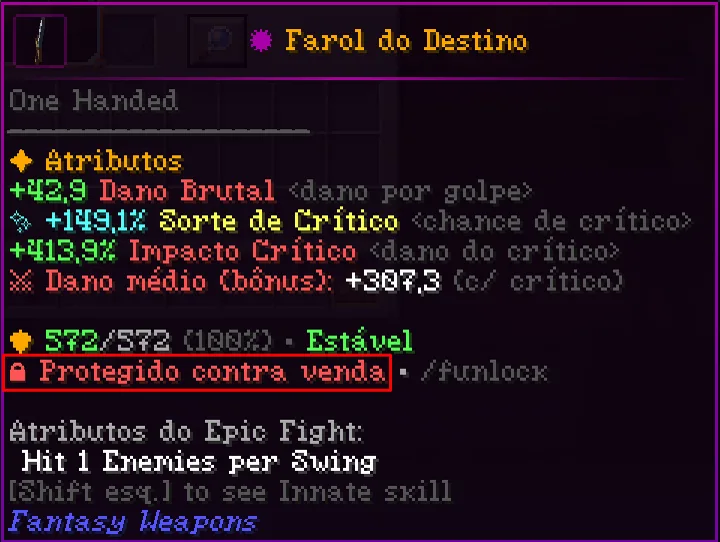 Item com lore de protegido contra venda