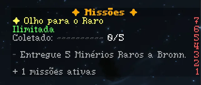 Scoreboard lateral com missão ativa