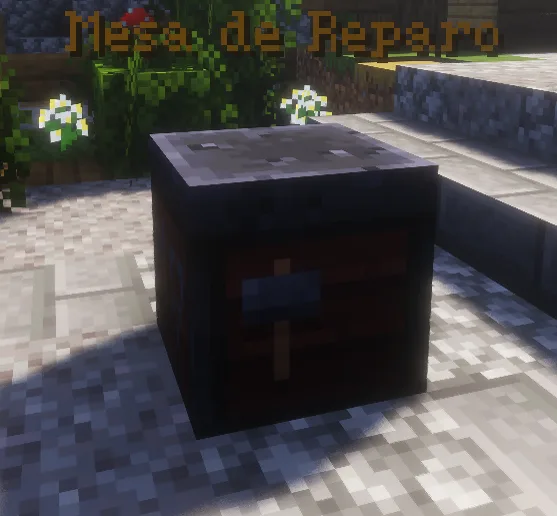 Mesa de ferraria com item aguardando lingote/runa